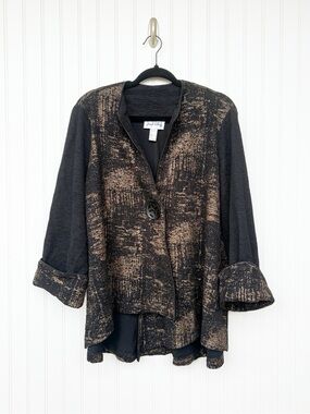 Joseph Ribkoff Women’s 14 Black and Gold Metallic Asymmetric Jacket